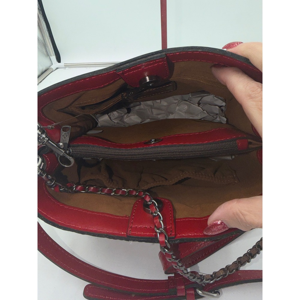 Patricia Nash Ledra Burnished Tooled Leather Crossbody Bag Lava Red P844244X - Picture 11 of 11
